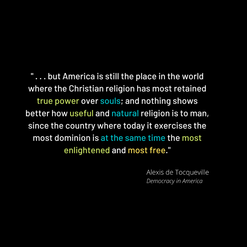 religion and the souls of men Democracy in America Alexis de Tocqueville